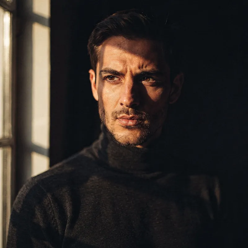 Dramatic portrait of a 30-year-old man w