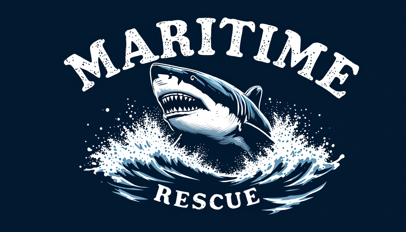 Maritime Rescue Logo Design Featuring Great White Shark