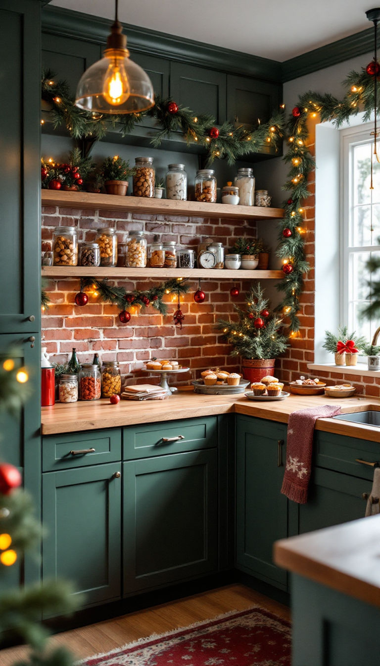 Enchanting Rustic Kitchen Corner: A Cozy Christmas Retreat