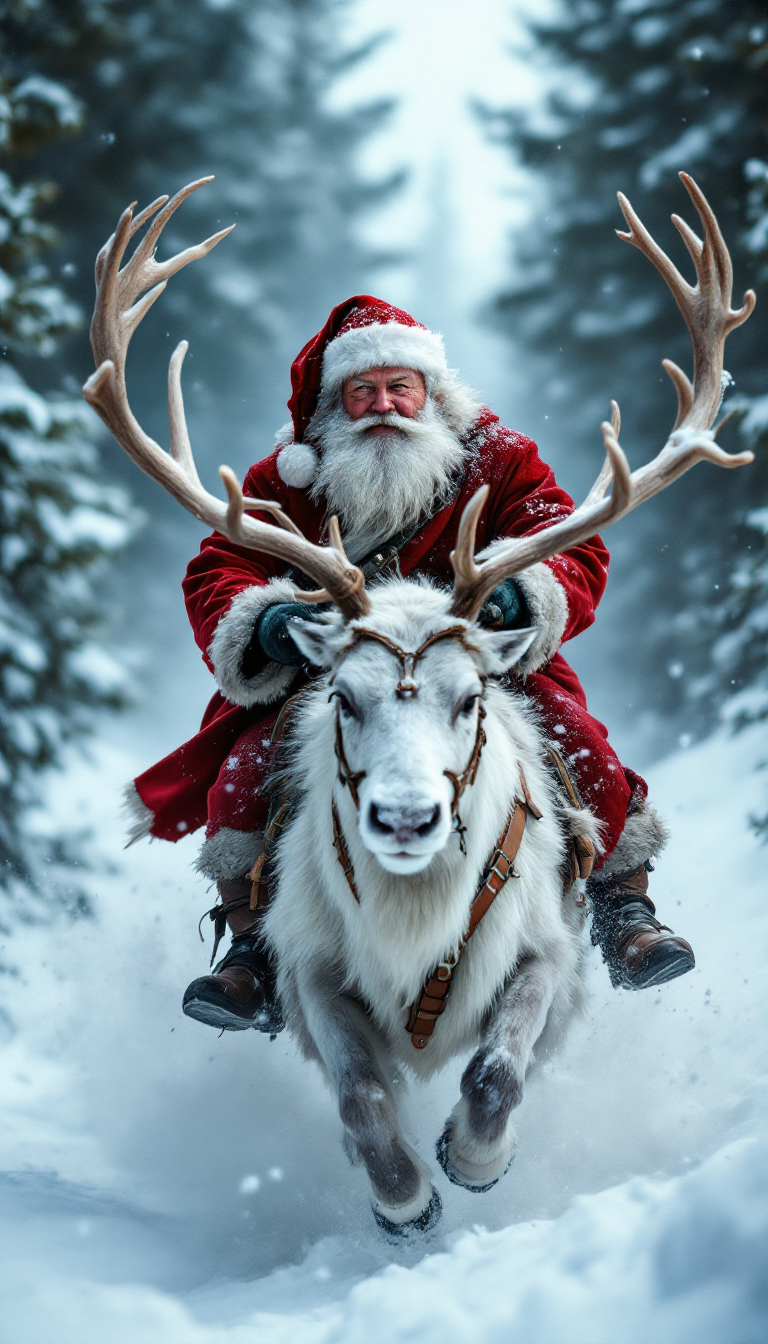 Santa's Majestic Descent: A Winter Wonderland Adventure