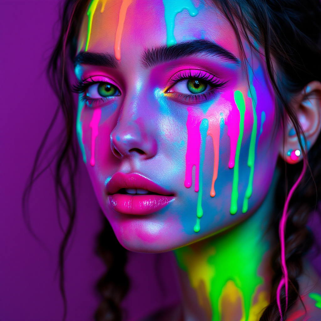 Radiant Elegance: A Portrait of Youth Against a Vivid Gradient