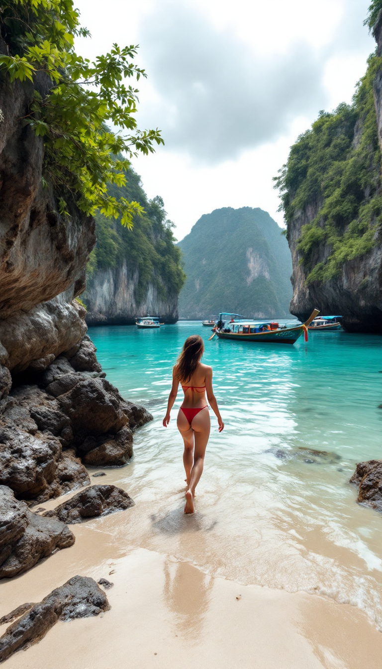 Tropical Serenity: A Woman's Journey Along the Lagoon