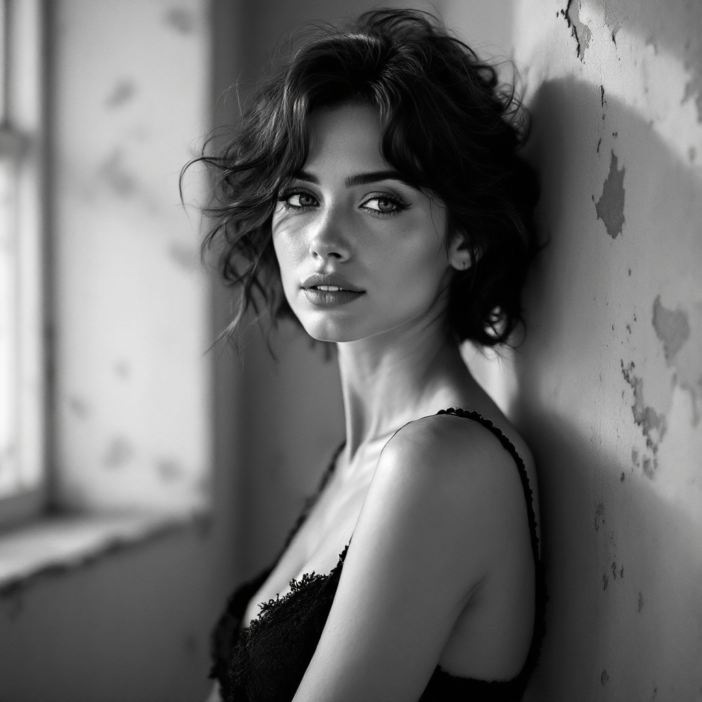 Timeless Elegance: A Black-and-White Portrait of Grace