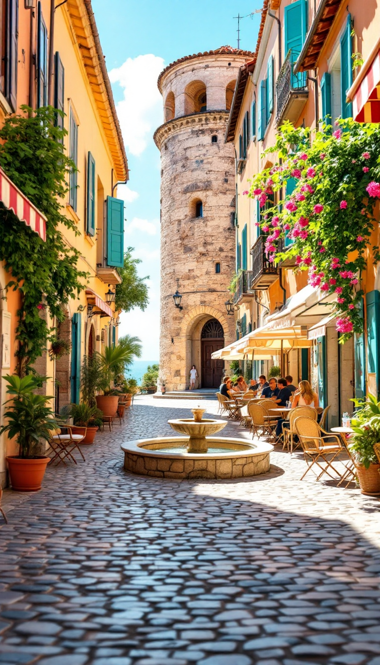 Serene Moments in a Sunlit Mediterranean Village