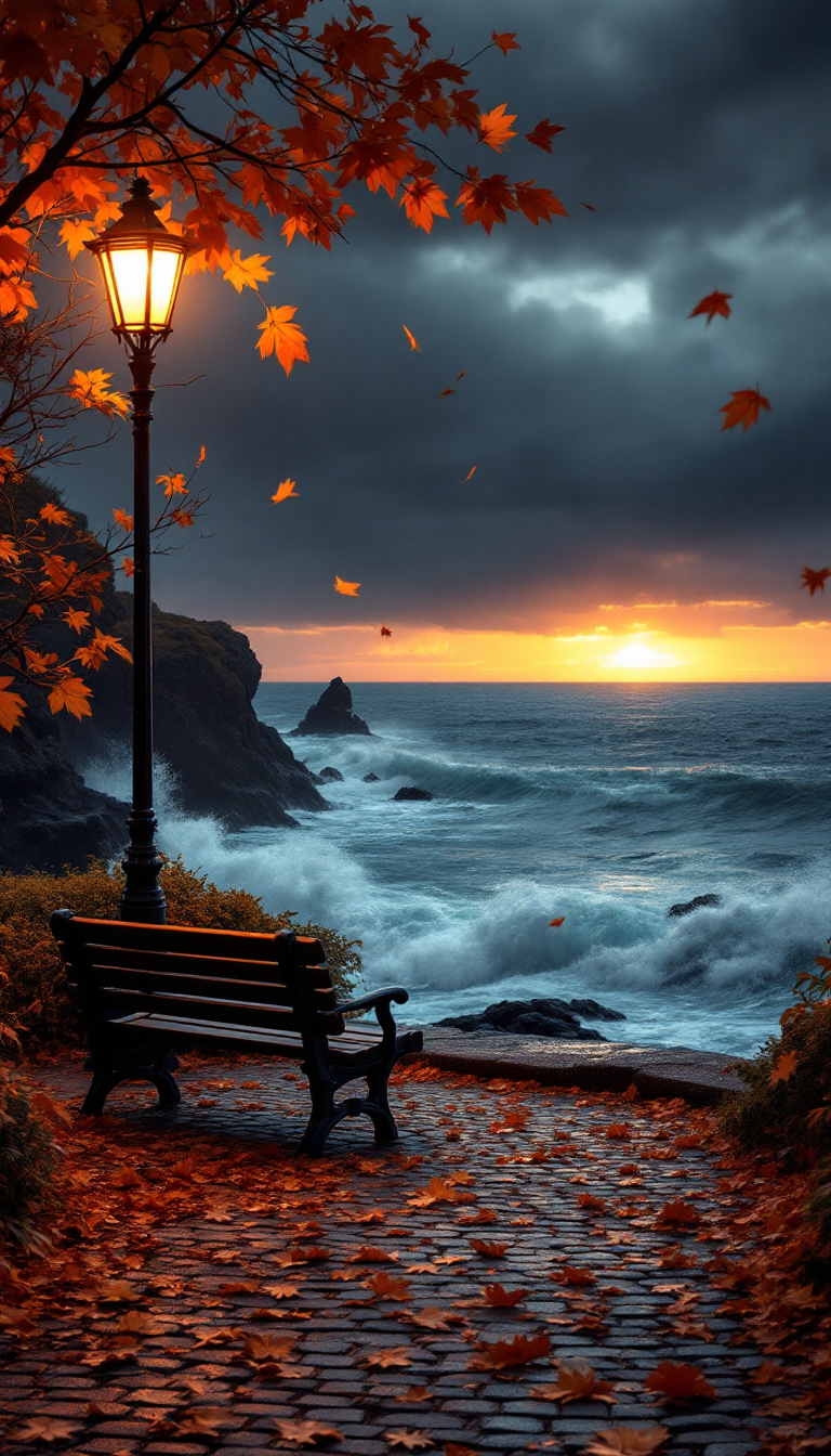 Autumn Serenity: A Coastal Promenade at Dusk