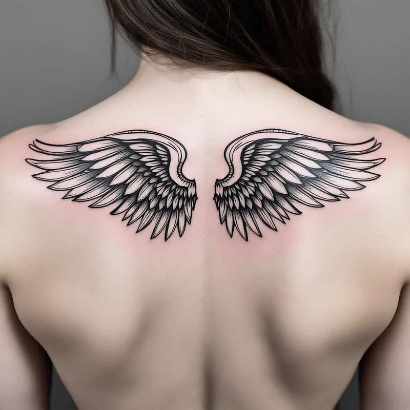 Black-White Tattoo Art Generator - Ethereal Black and White Angel Wings Tatto…