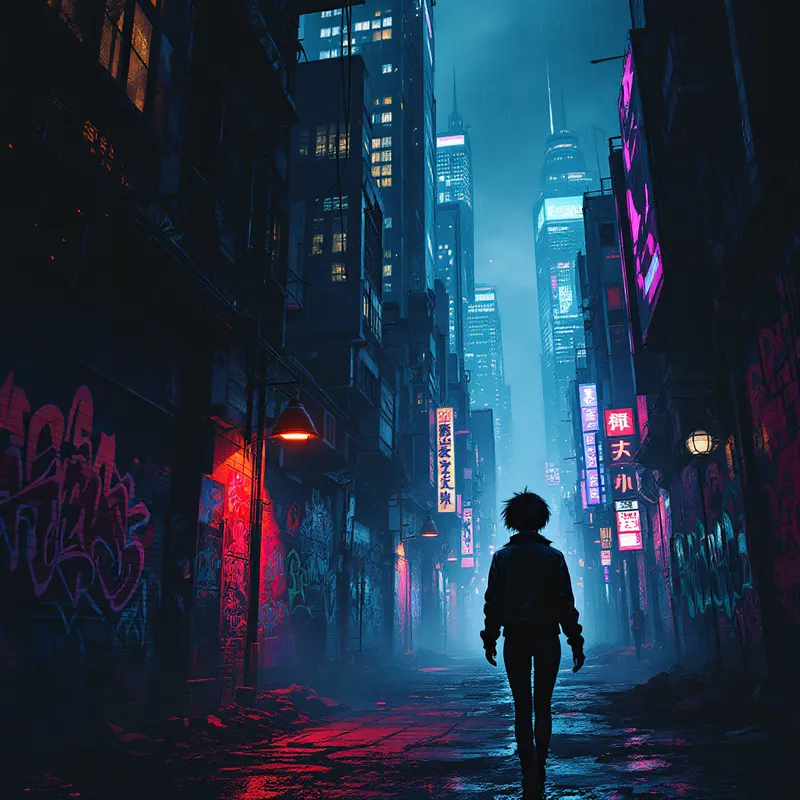 Cyberpunk Generator - Lone Wanderer in the Neon Abyss