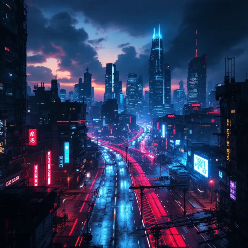 AI-generated image of Neon Dreams: A Cyberpunk Cityscape