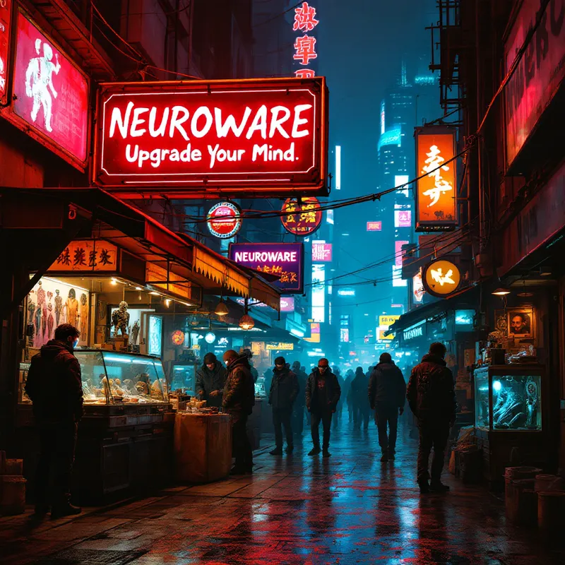AI-generated image of Neon Dreams: A Cyberpunk Night Market