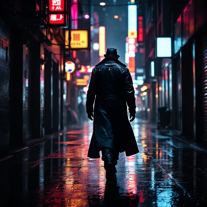 AI-generated image of Neon Shadows: A Cyberpunk Detective's Journey