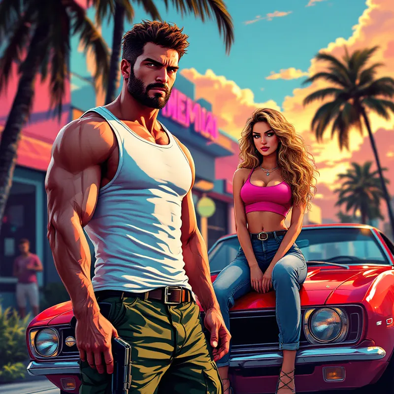 Retro Miami Vibes: GTA 6 Delay Announcement Art