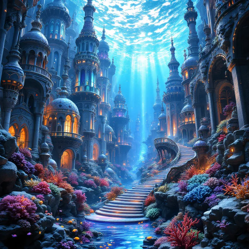 Enchanted Depths: The Underwater City of Light