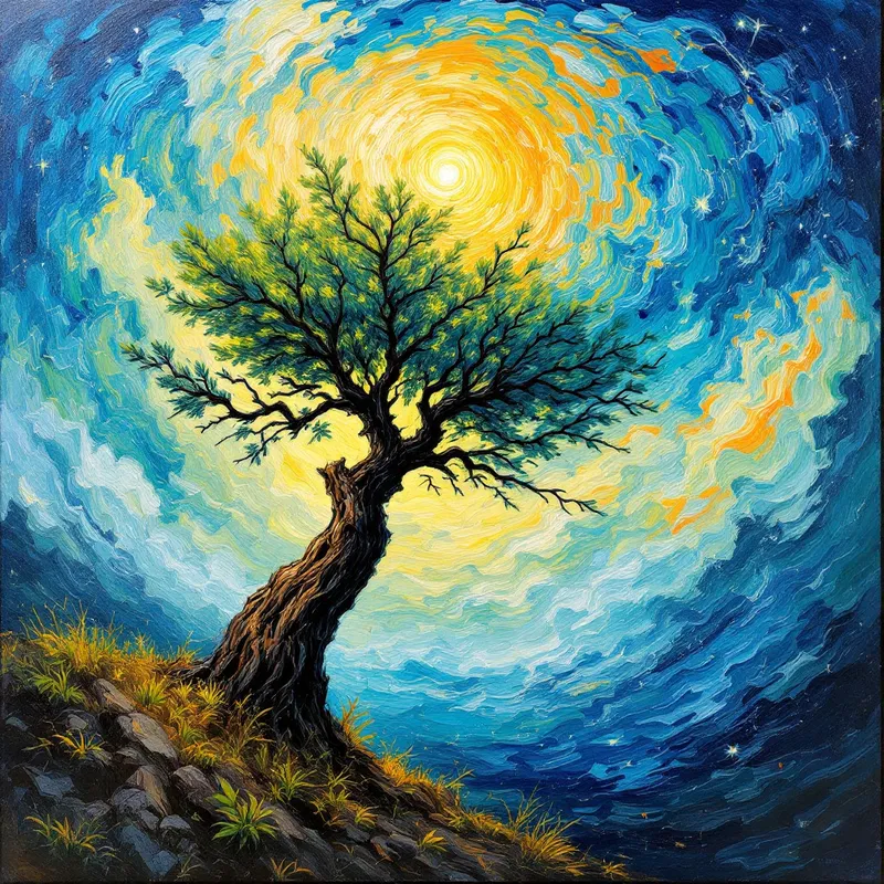 Solitude Amidst the Storm: A Lone Tree's Resilience