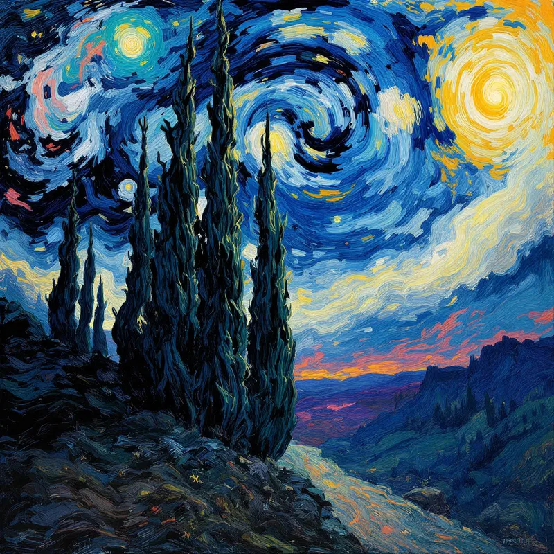 Stormy Dance of Cypress Trees